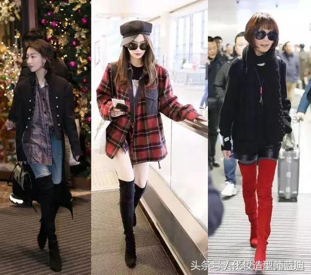 黑色过膝靴搭配抹胸裙,黑色过膝靴搭配图片