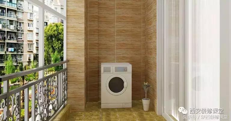 阳台太窄怎么装洗衣机和洗衣池,客厅阳台洗衣机洗衣池摆放效果图
