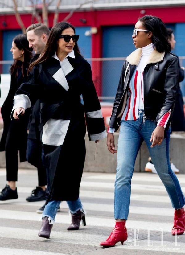 冬天加厚黑色牛仔裤,女生冬天穿黑色牛仔裤配过膝靴