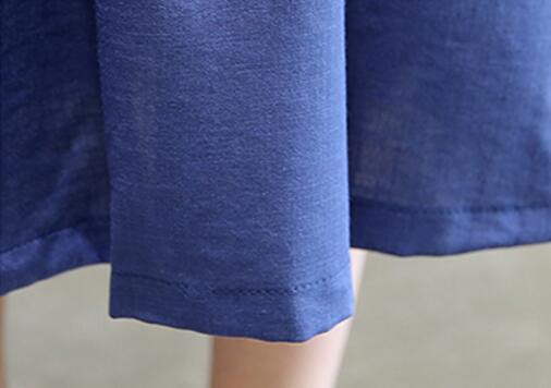 散发强大女神气场，让人过目不忘的棉麻立领中长裙套装