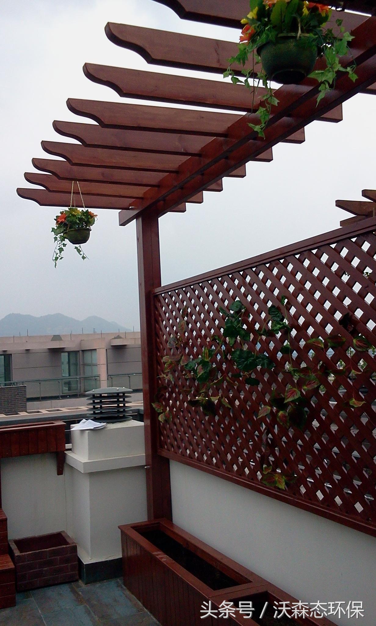 防腐木葡萄架花架效果图,露台铝合金花架葡萄架