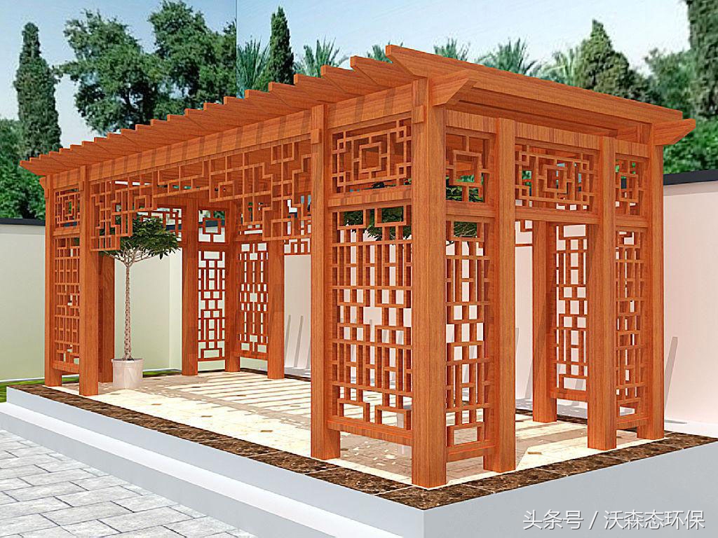 防腐木葡萄架花架效果图,露台铝合金花架葡萄架