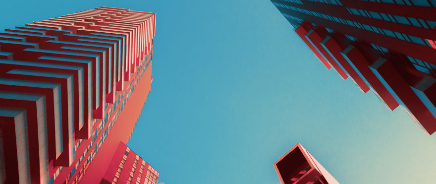 夕阳下的大厦图片,落日余晖下的楼房