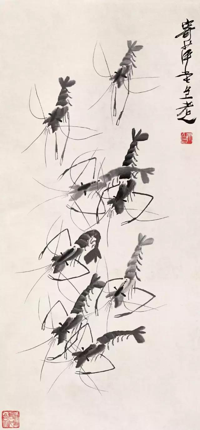齐白石画虾的6只虾,画虾齐白石虾的画法步骤