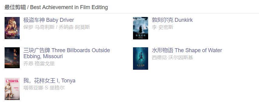 第90届奥斯卡获奖电影,第90届奥斯卡完整获奖名单