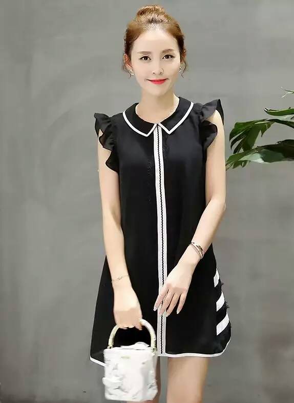 少女青春靓丽显瘦素色连衣裙,少女温婉气质连衣裙