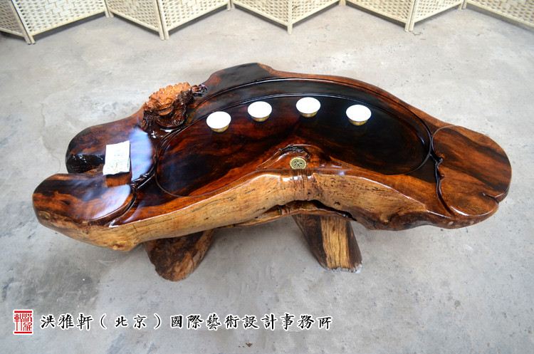 名匠实木小茶几鸡翅木,老榆木树根雕茶几