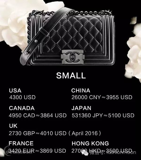 chanelboy系列价格表,chanel全系列价格对比