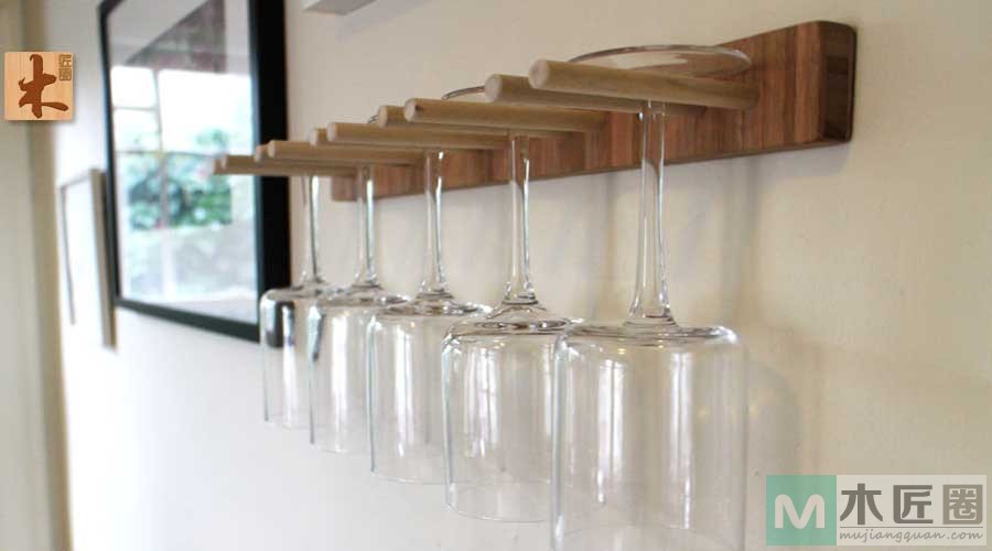 木工做酒柜红酒倒挂架,自做红酒杯倒挂架