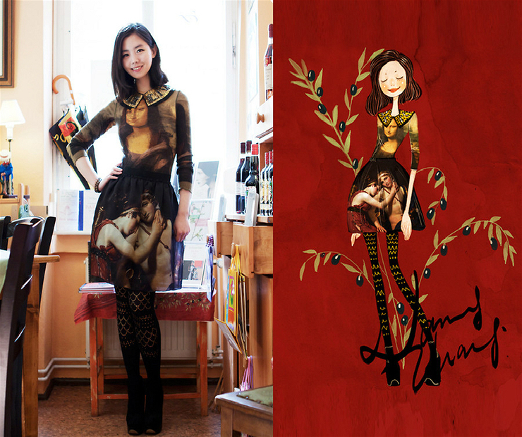 妹妹给自己画插画,把自己和女朋友的日常画成插画