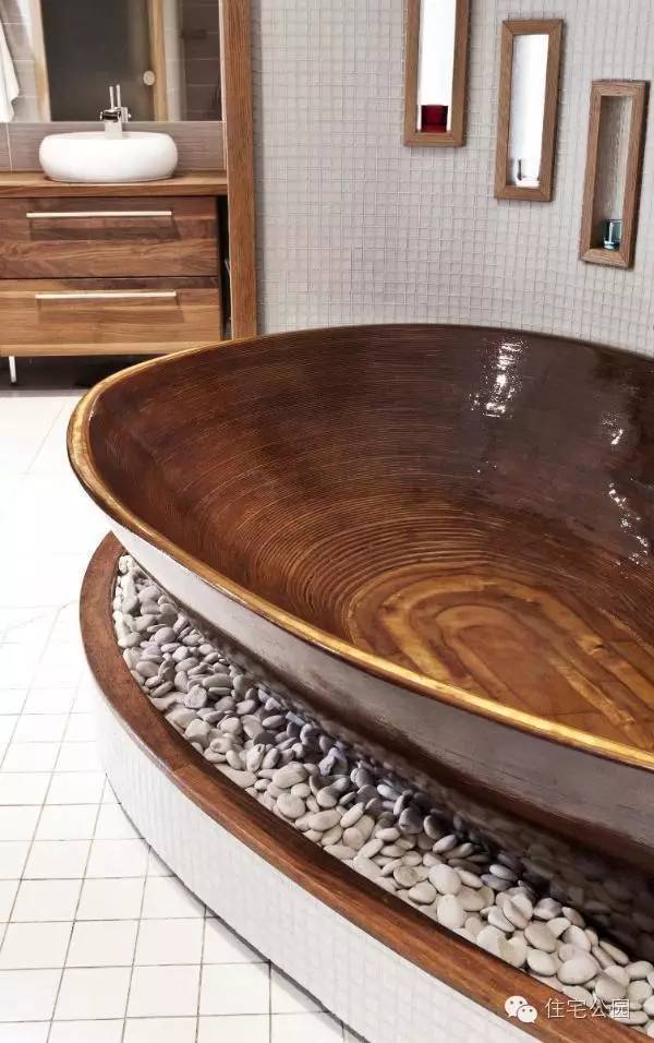 卫生间浴缸木头设计效果图,温泉式浴缸装修