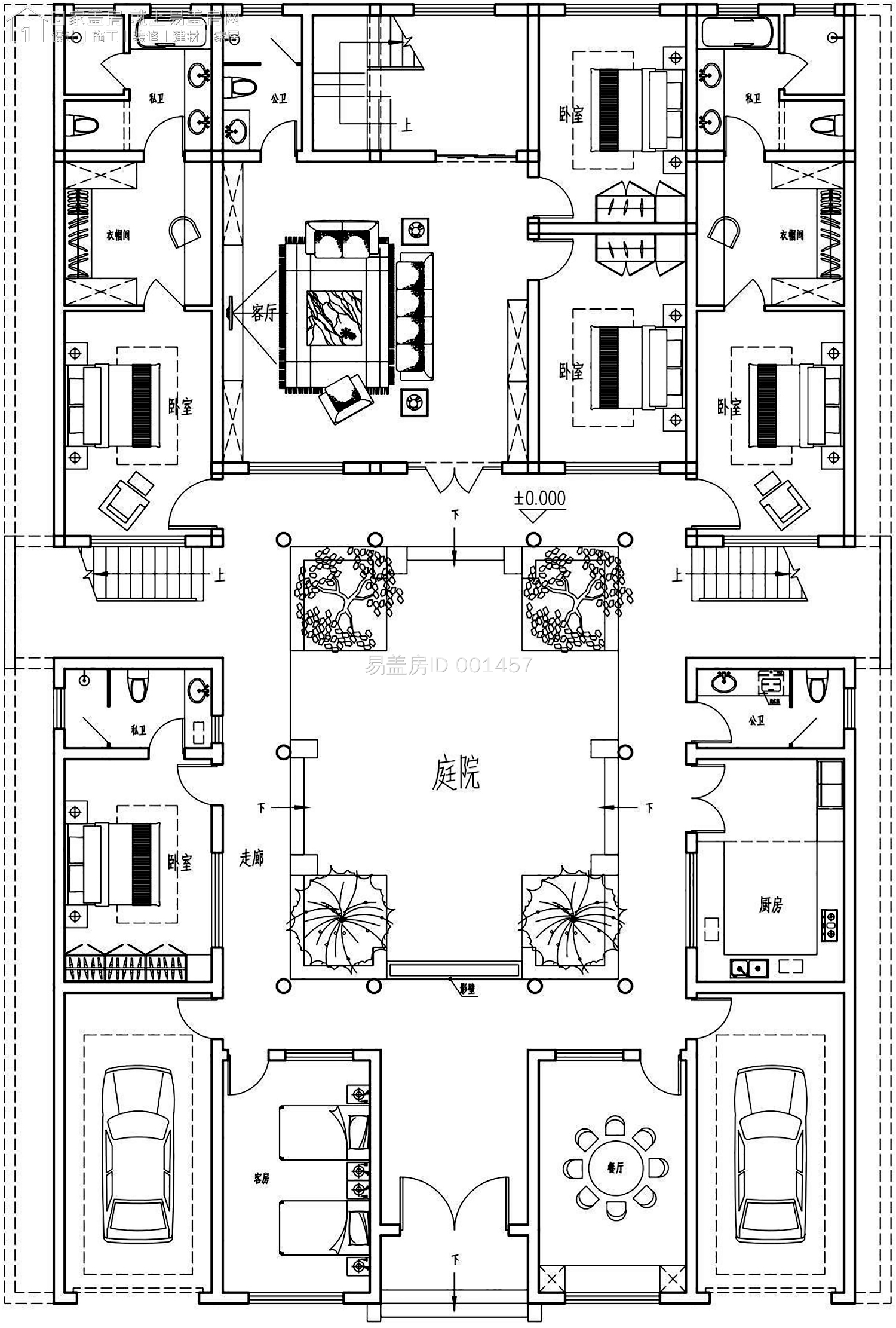 最牛中式四合院设计图及效果图,中式二层四合院永不过时