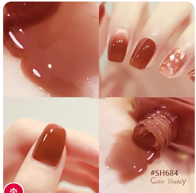 简单的透明奶茶美甲,果汁泡泡美甲