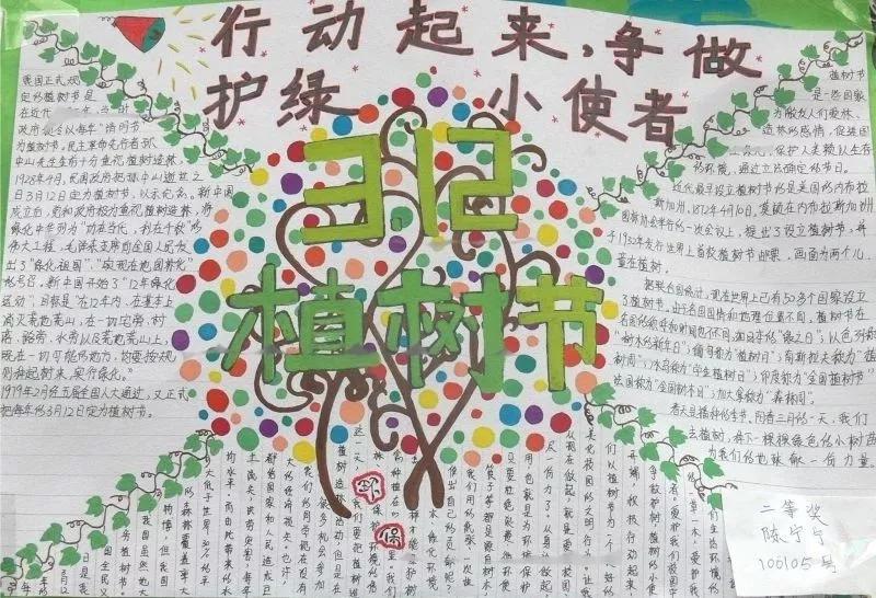 3.12植树节手抄报素材+模板+1~6年级作文范文，快收藏