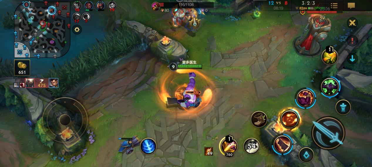 蒙多无限火力对菜刀队,英雄联盟手游5.0版本上分英雄蒙多