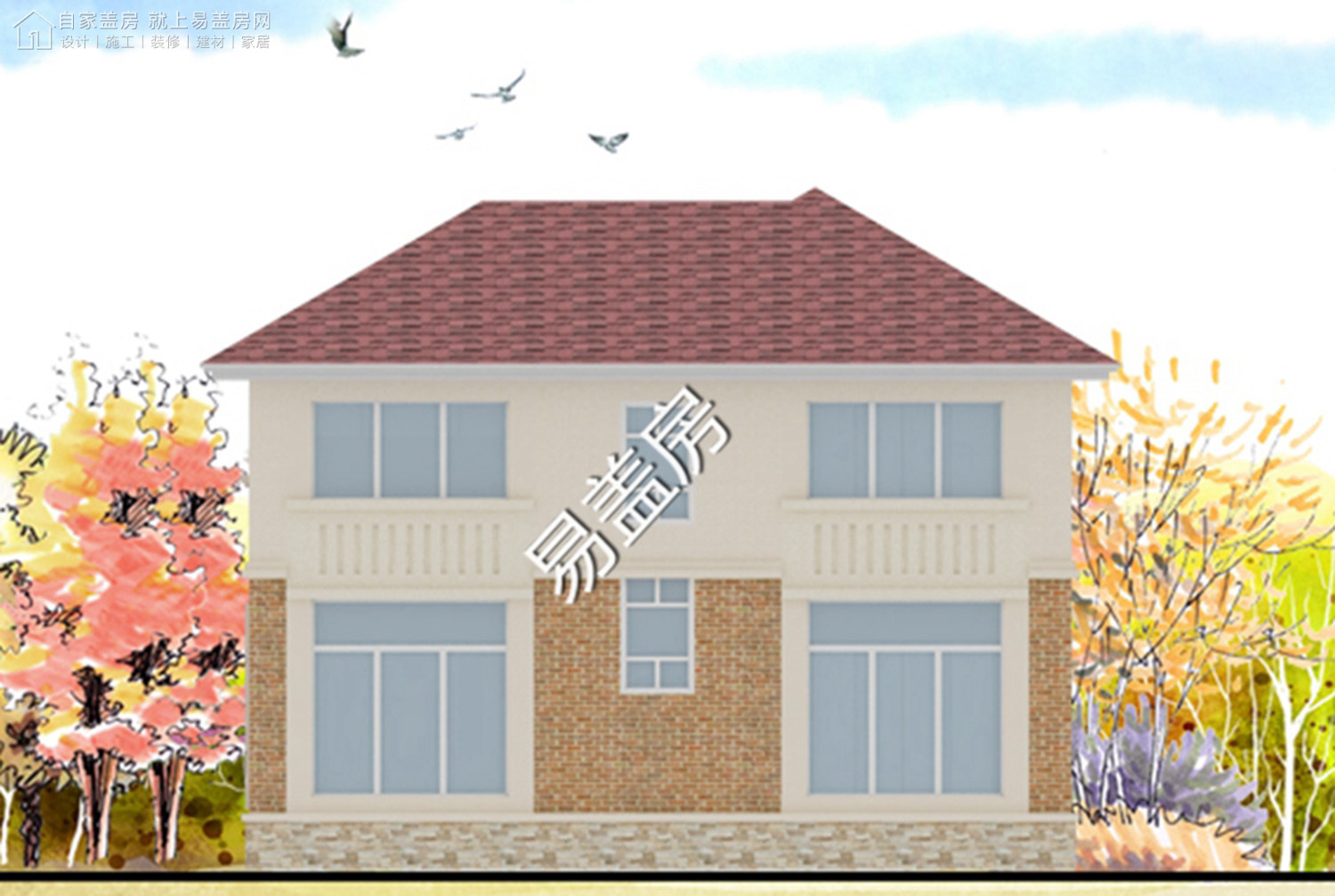 宽9.5米进深11米别墅,开间9.3米进深11.5米布局