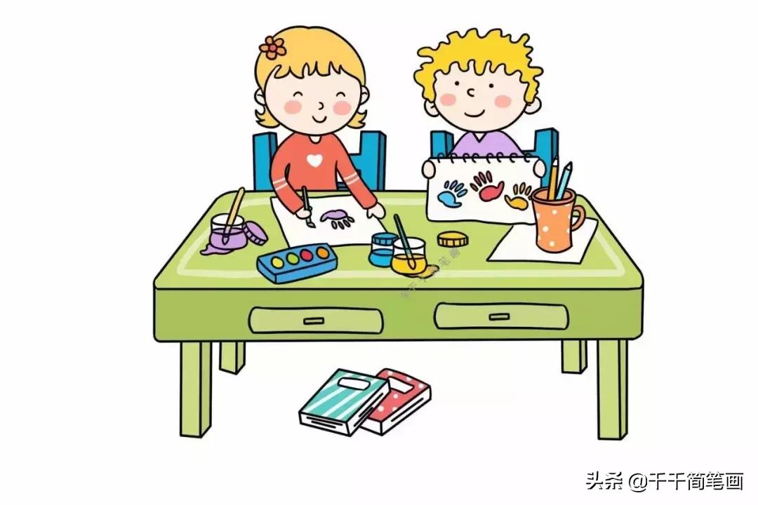 最简单教室简笔画,老师关爱学生简笔画连环画