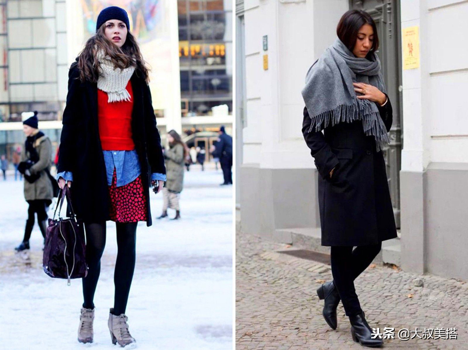 穿大衣冬季长款围巾系法大全,冬季配羊毛大衣围巾系法大全
