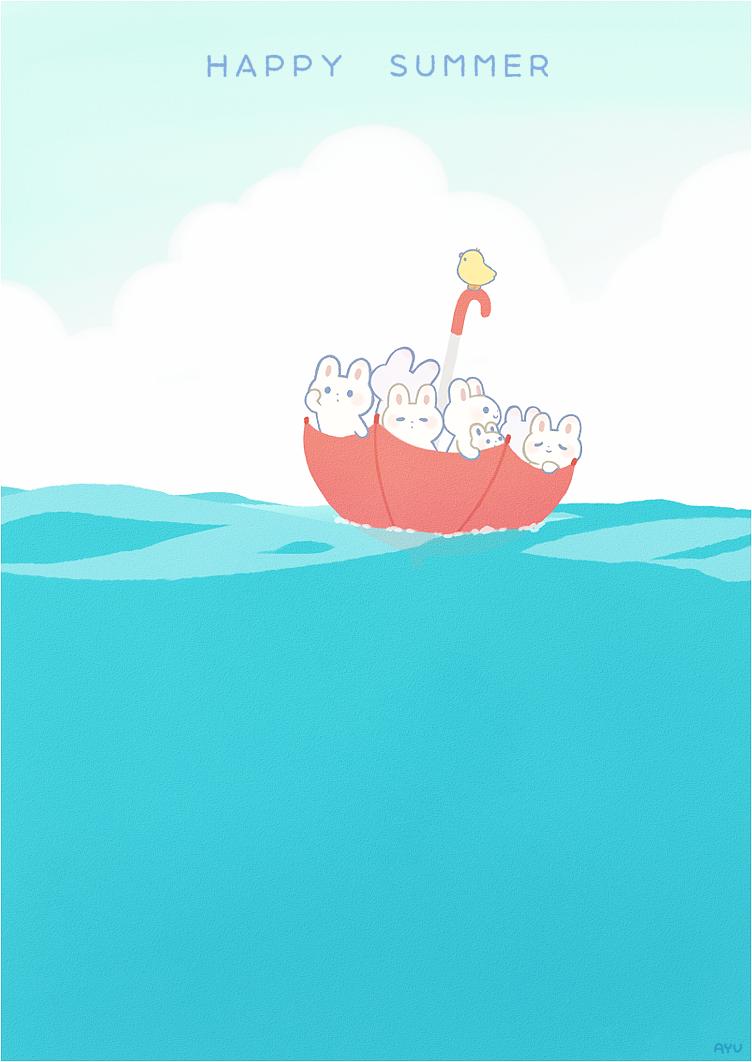 兔兔可爱插画,ayu日语