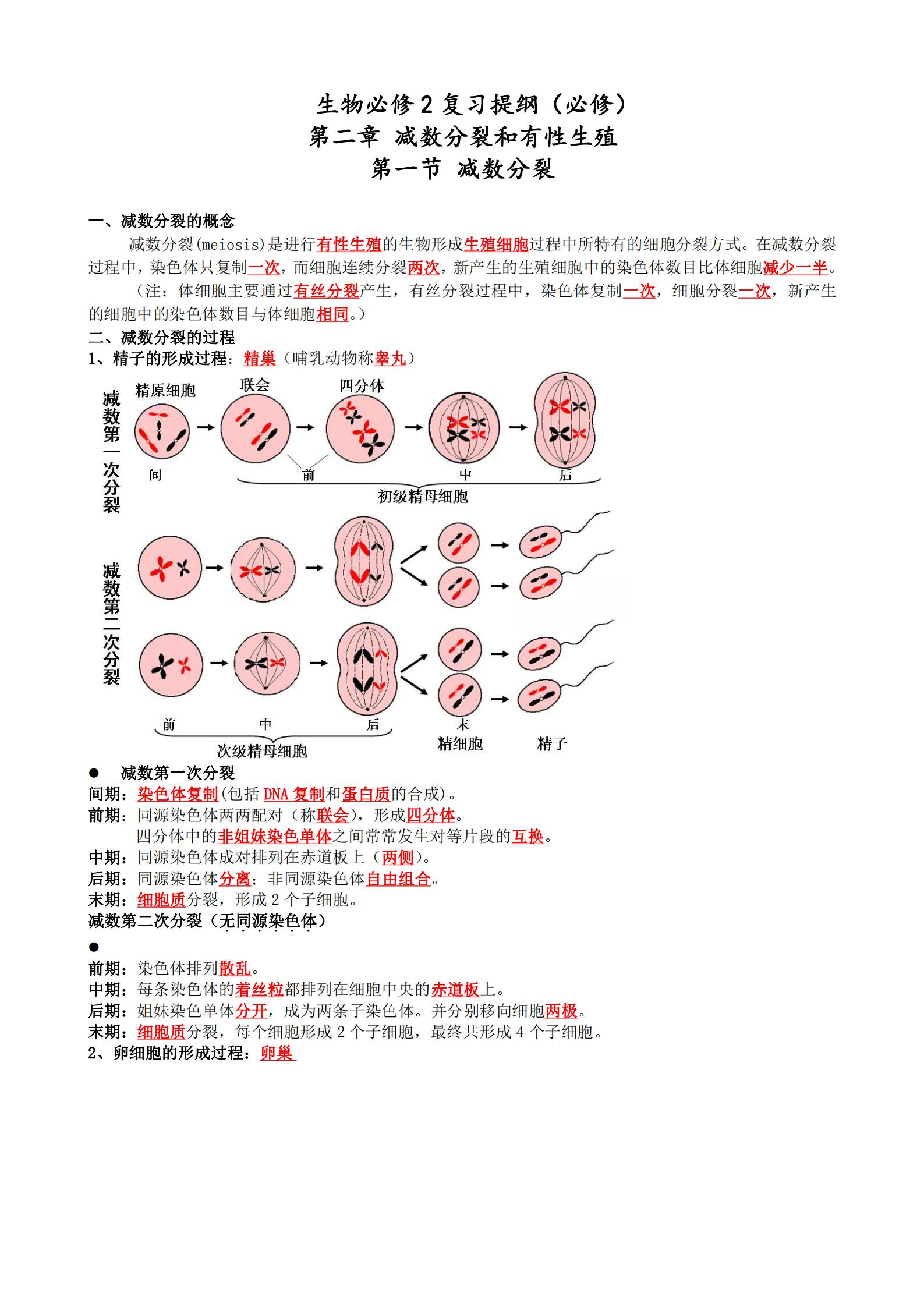 高一生物必修二必背知识点归纳,高中必修二生物知识点大全