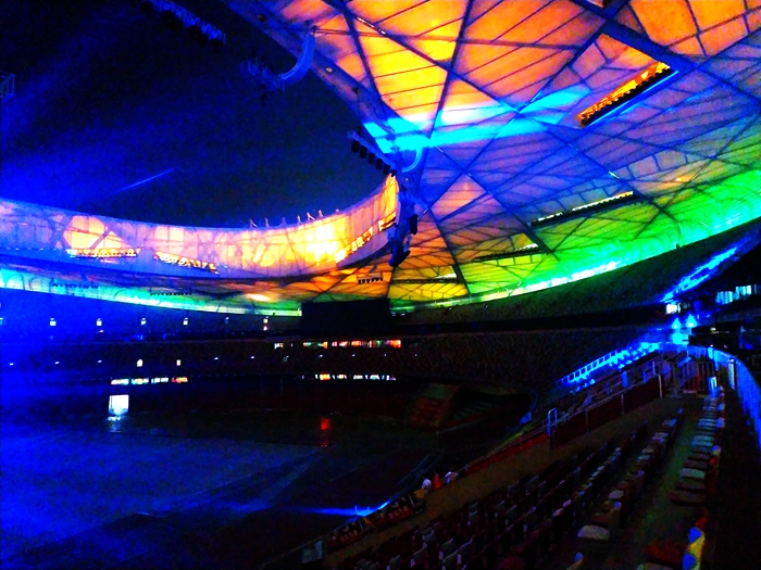 国家奥体中心灯光秀,鸟巢朝阳灯光节