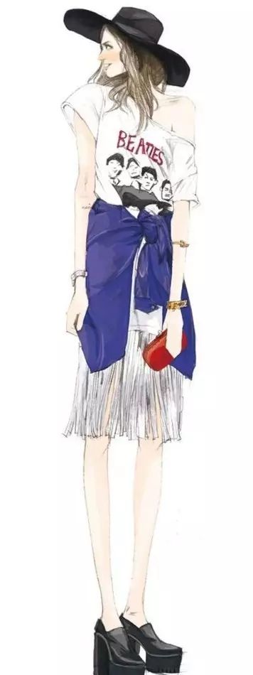 服装设计师画手稿视频,可爱的小插画手绘女孩服装