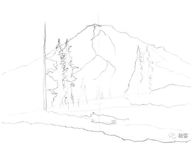 6-12岁儿童风景速写课程入门网课,风景速写临摹图片高清树和房子