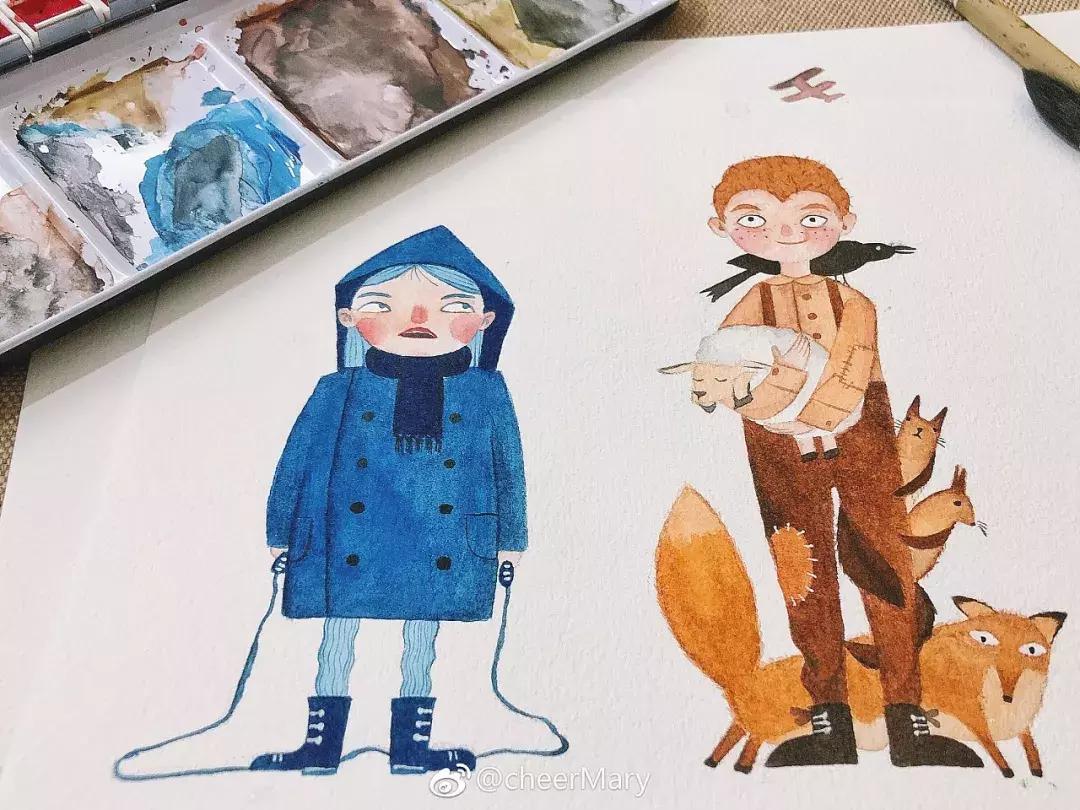 简笔画可爱小人插画,超萌可爱的插画小人