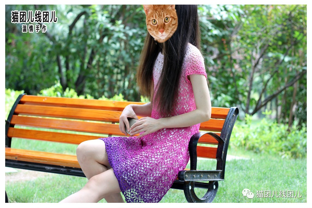 渐变钩裙,钩针绿意裙