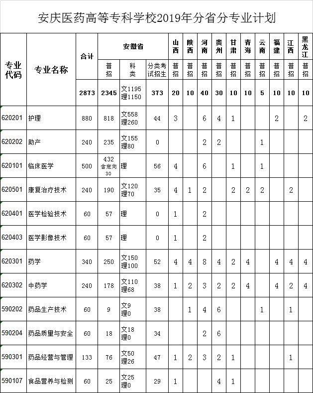 安庆高等医药职业学校,安庆医药高等专科学校2020年单招