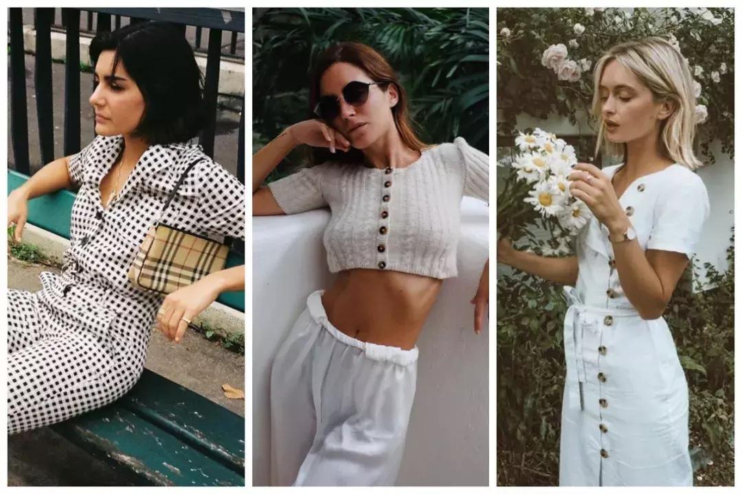 收腰显瘦纽扣,新款高腰多纽扣修身显瘦