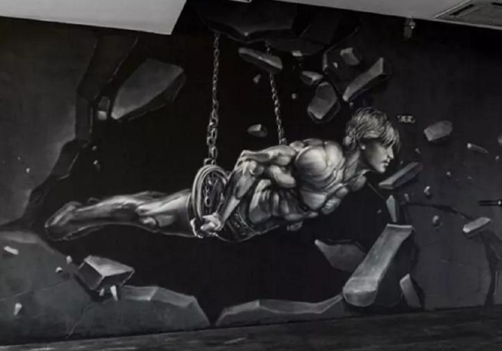 健身房墙绘高级感,健身房墙绘案例图文