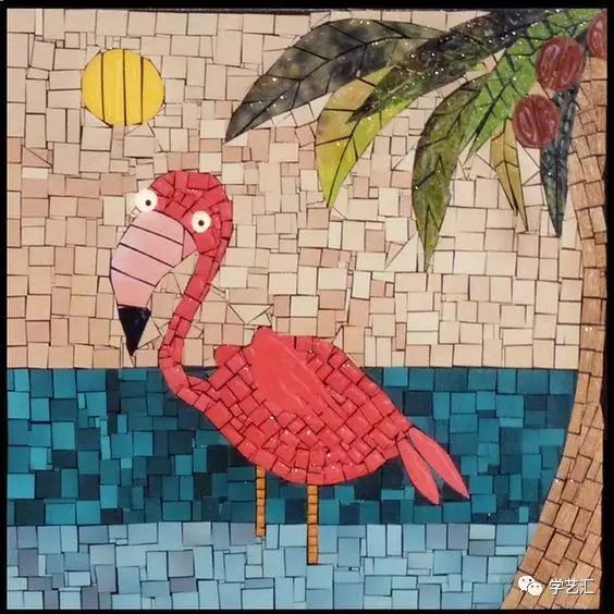 瓷砖拼贴马赛克效果图片大全,卡纸马赛克拼贴梵高向日葵画教程