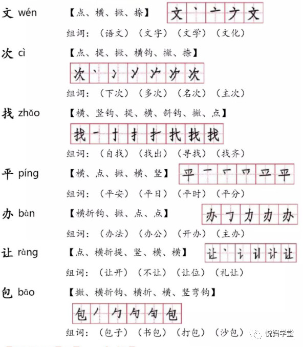 一年级下册语文树和喜鹊生字笔顺,一年级上册生字笔顺拼音组词表