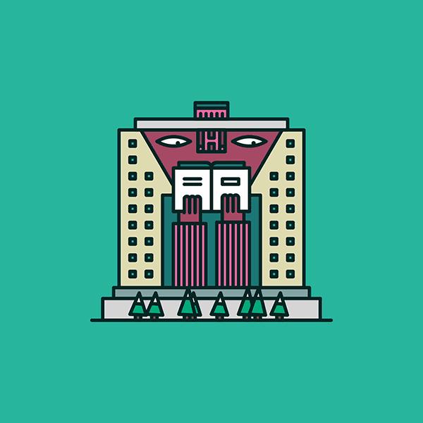 重庆城市旅游地标插画设计,展览设计灵感建筑插画作品