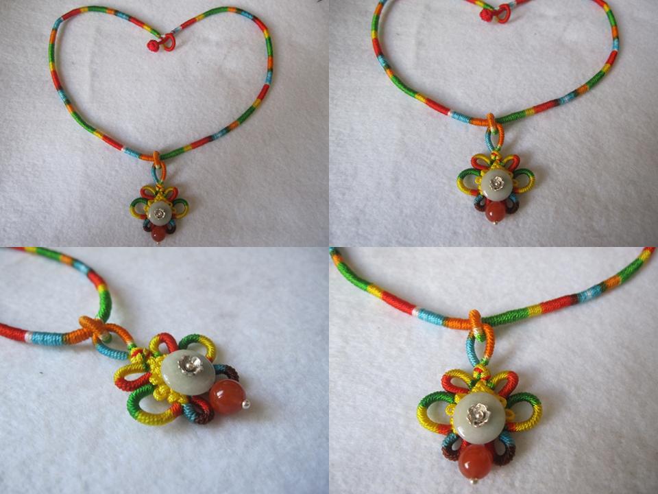 南红配青金石平安扣项链,编绳教程挂件平安扣