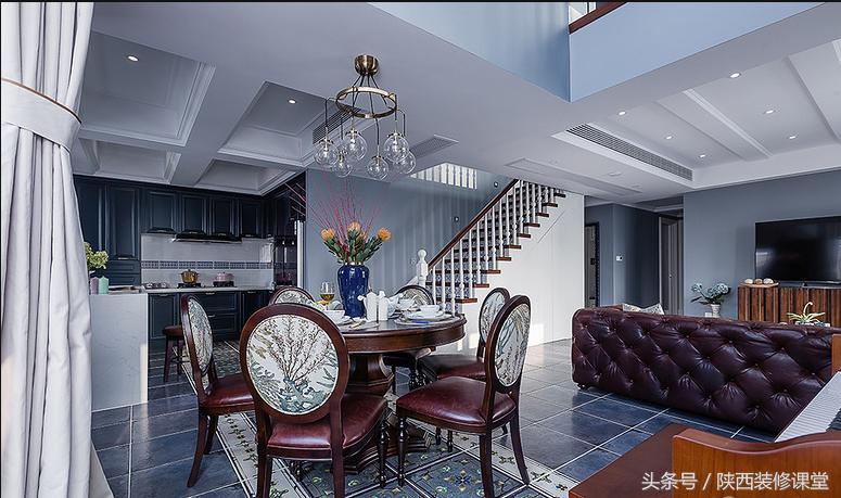280平轻奢美式,120平美式轻奢风高级蓝灰