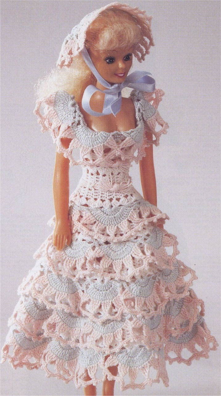 钩织芭比娃娃衣服,17厘米芭比娃娃衣钩织教程