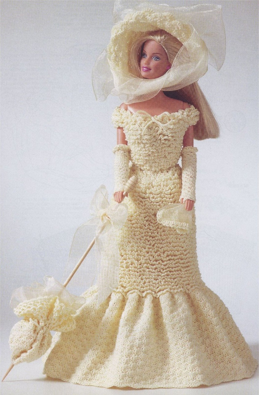 钩织芭比娃娃衣服,17厘米芭比娃娃衣钩织教程