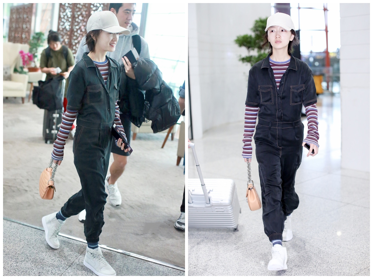 周冬雨最新款burberry格子衬衫,周冬雨派克外套搭牛仔