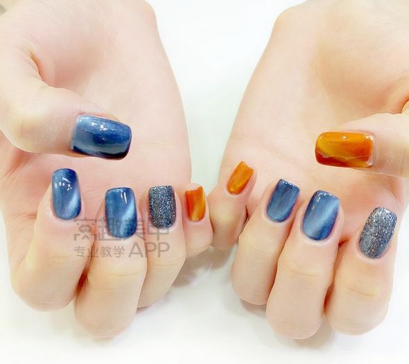 脏橘色美甲,one推荐美甲