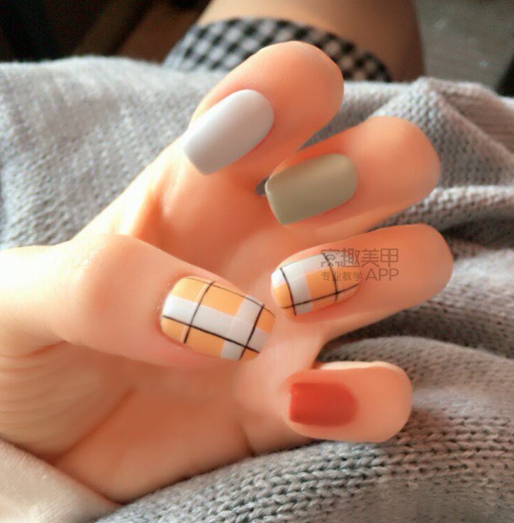 脏橘色美甲,one推荐美甲