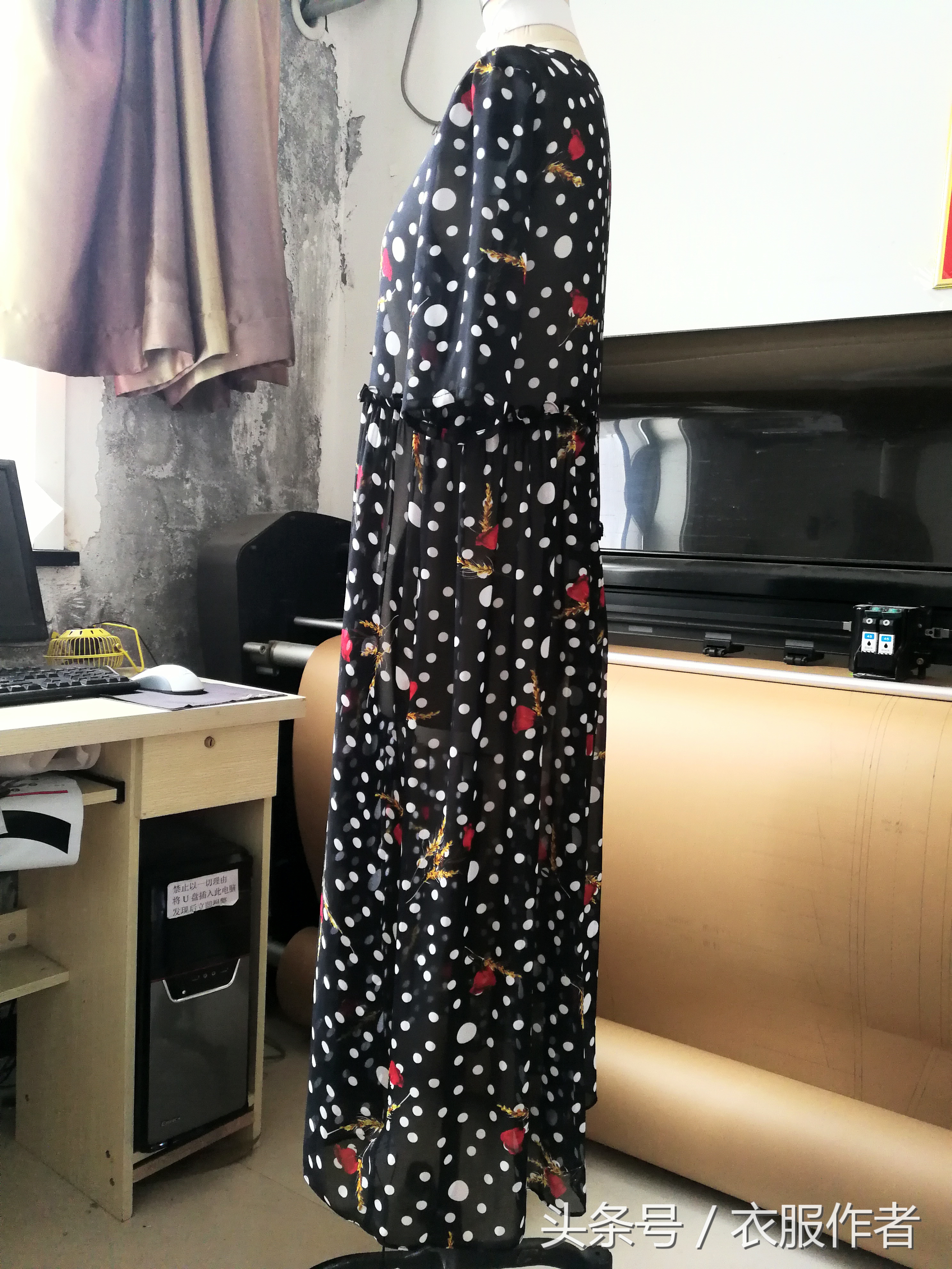 雪纺a字连衣裙裁剪视频,连衣裙裁剪图大码