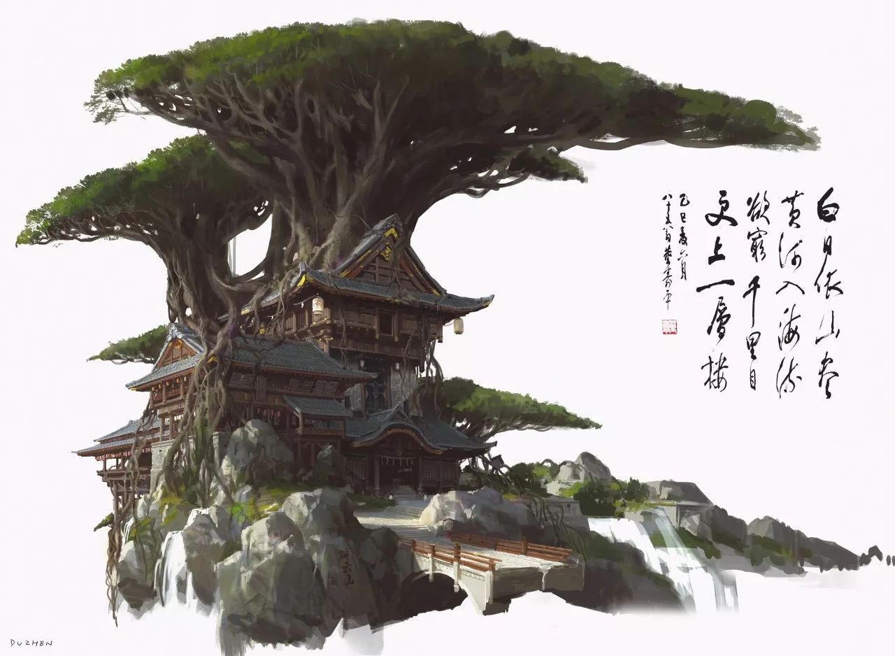 中式场景原画设计教程,国人插画师写实风格的插画欣赏