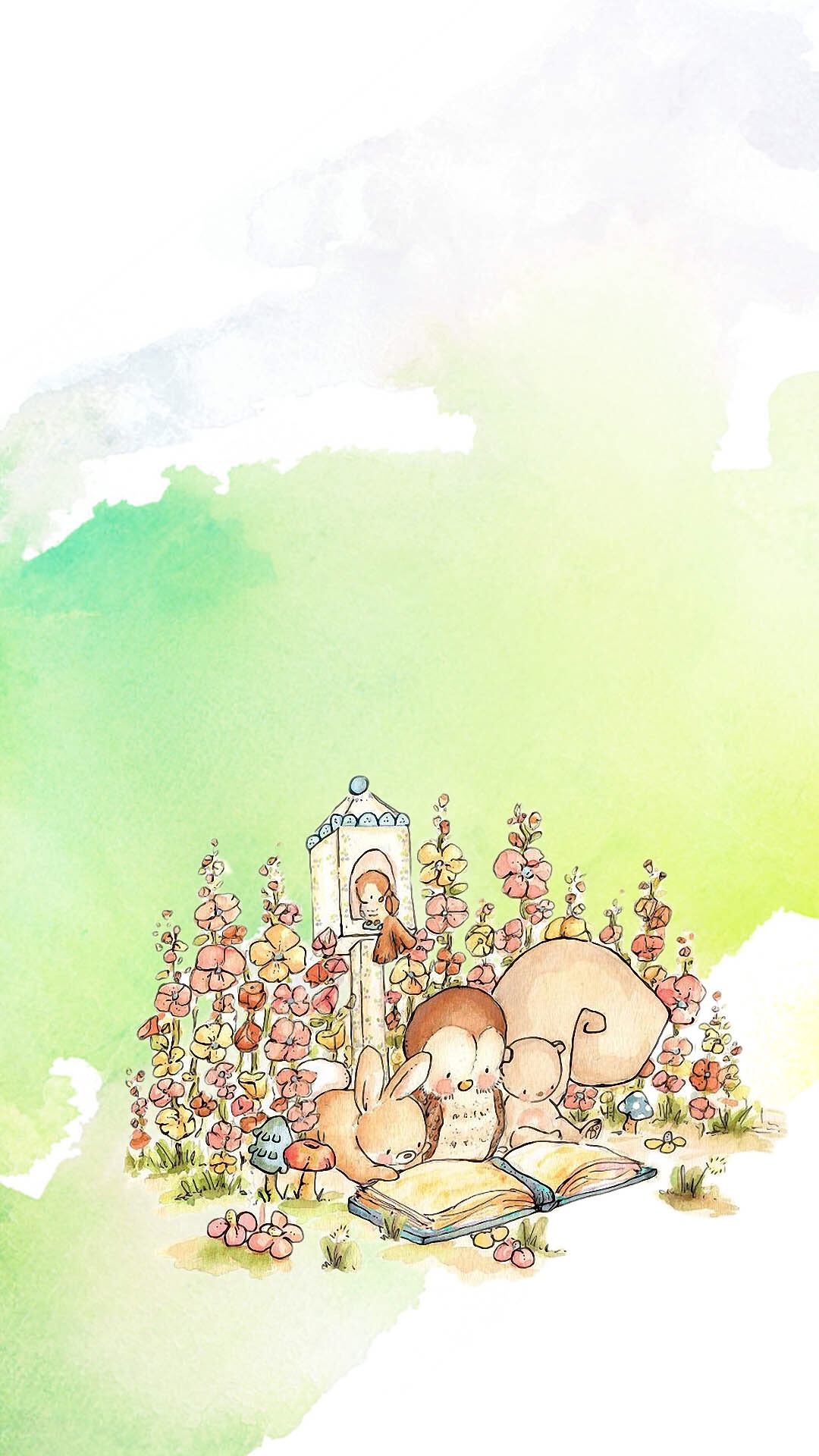 卡通治愈插画手机壁纸,手机壁纸卡通插画