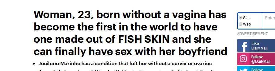全球首例！巴西女子成功安装鱼皮阴道，已与男友开始幸福生活