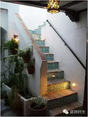 庭院小路台阶铺装效果图,马赛克庭院铺装