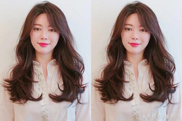 适合头发稀少大波浪卷中长发,过肩烫发怎么扎头发好看又简单