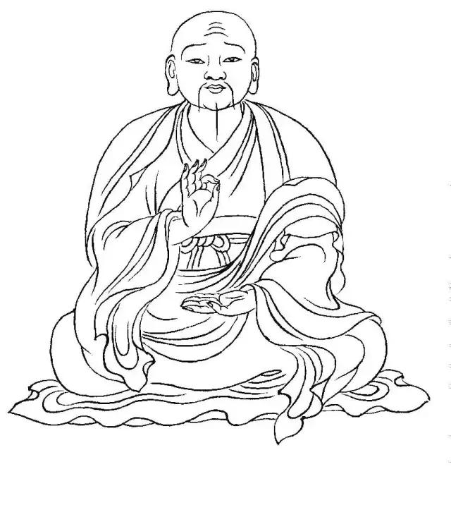 罗汉白描画稿,小写意罗汉图白描