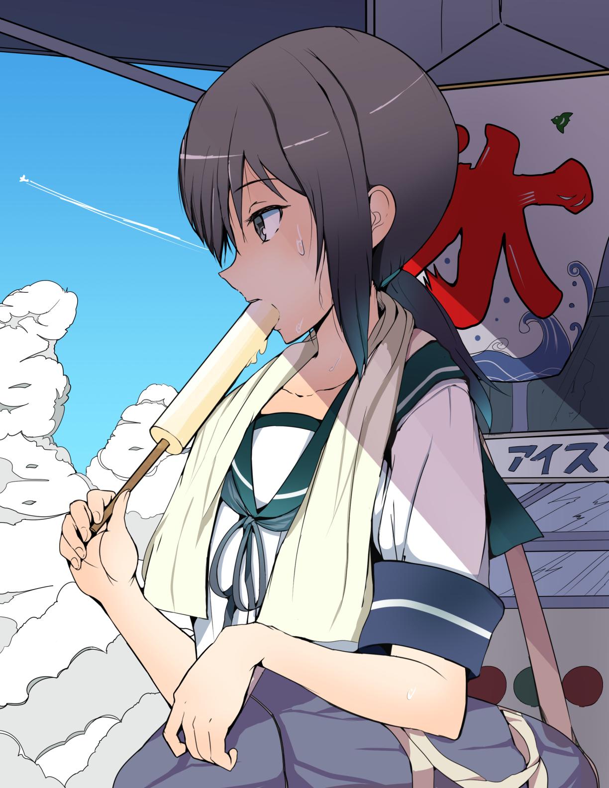 少女们与冰棒的邂逅!ある夏の日の駄菓子屋!炎炎夏日的零食店!